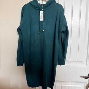 Simplee SHEIN Green Hooded Sweater Dress size L